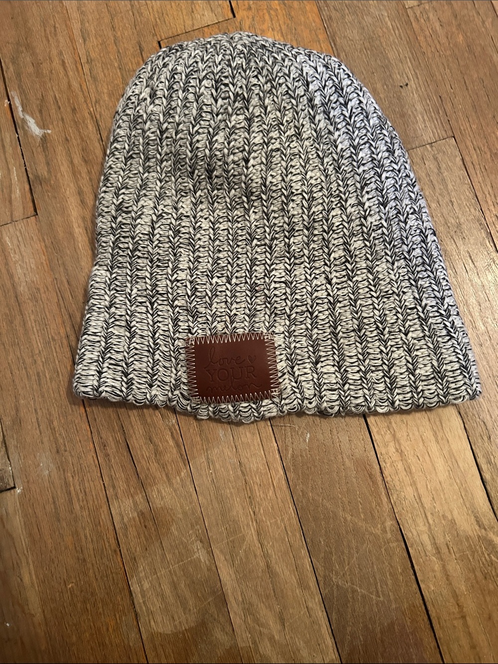 Love Your Melon Black and White Marled Knit Beanie